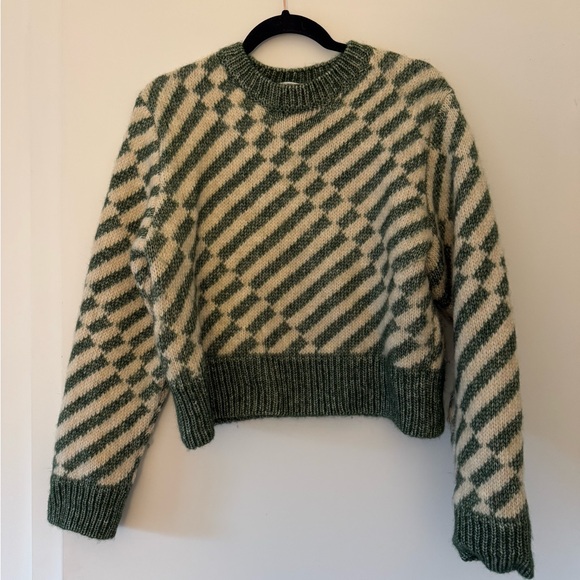KOTN Sweaters - KOTN Green and Cream Patterned Sweater